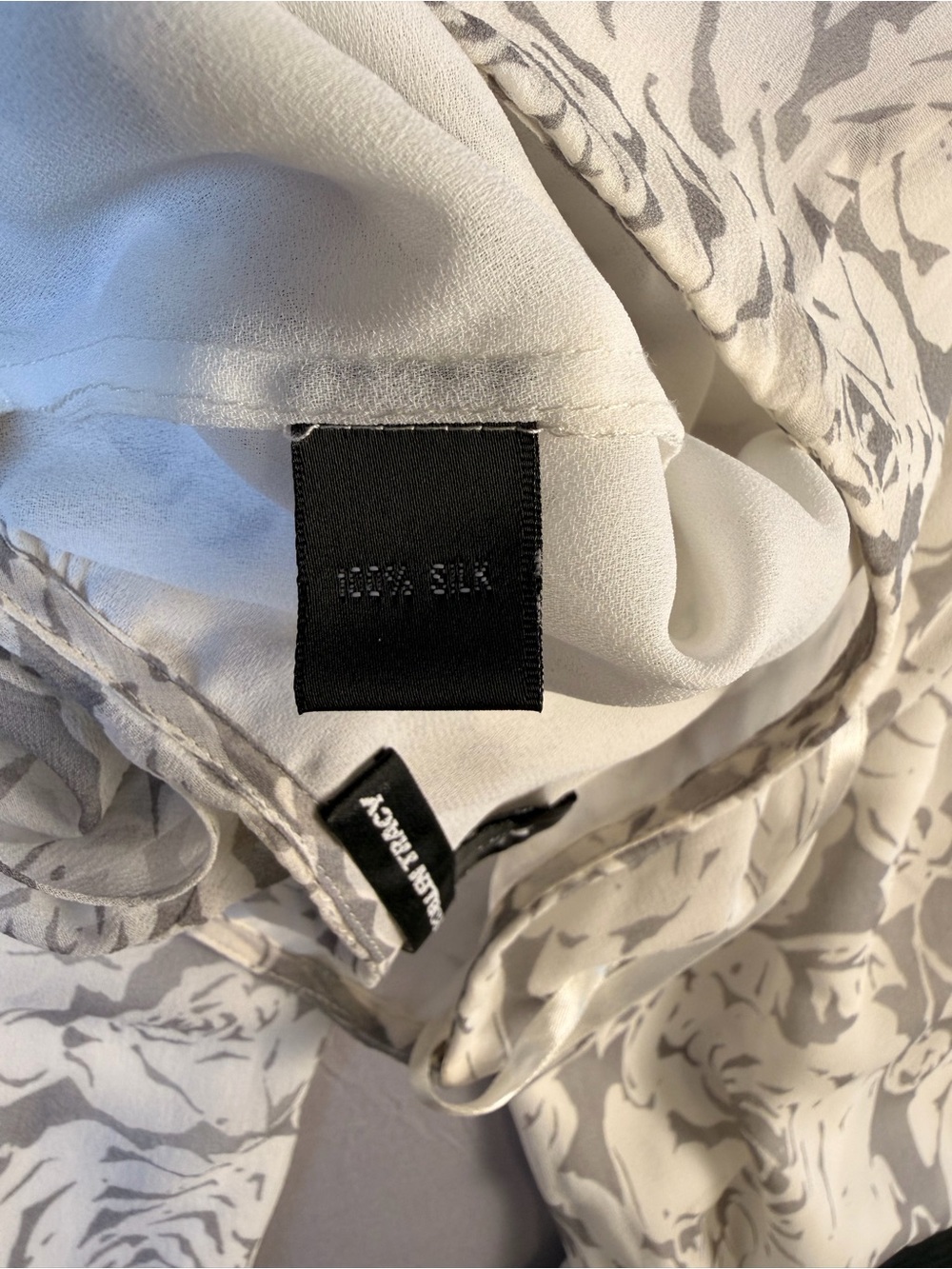 Linda Allard Ellen Tracy Size 2 100% Silk Pants Vintage Grey and White Floral - Picture 11 of 13